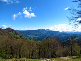 View of mountain Ratitovec in Slovenia in spring