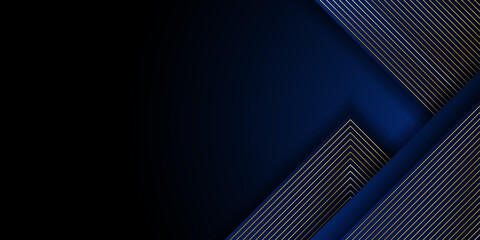 Abstract vector gradient dark blue with golden light line template. illustration vector 