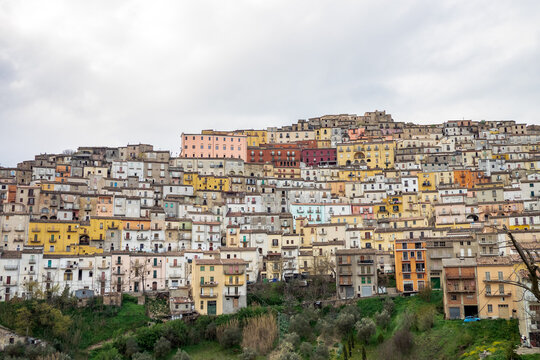 View over the old town of Calitri. Campania region, Italy
