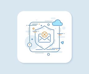 Reject mail line icon. Abstract vector button. Delete message sign. Decline web letter. Reject mail line icon. Protect shield concept. Vector