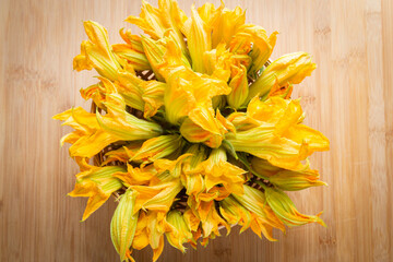 Beautiful zucchini flowers bunch