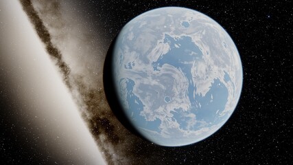 Planets and galaxy, science fiction wallpaper. Beauty of deep space. Billions of galaxy in the universe Cosmic art background 3d render
