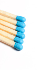 Blue matches on a white background