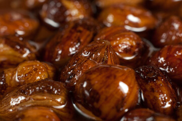 Hazelnuts covered in honey