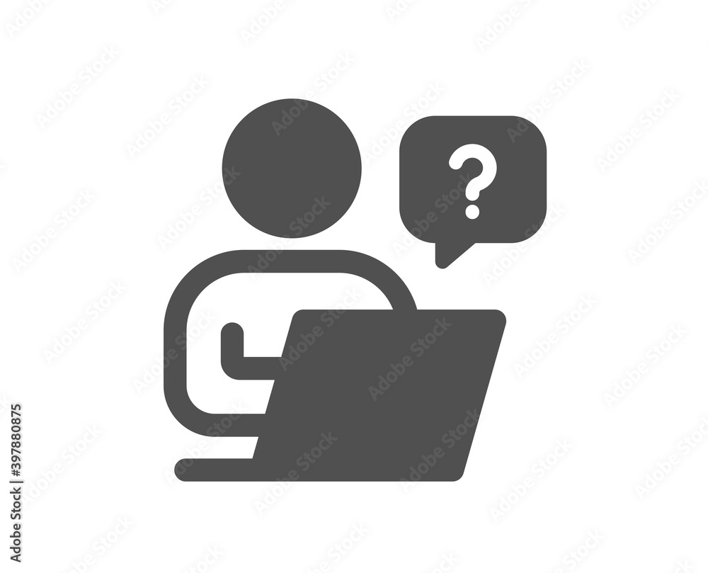 Aufkleber online question icon. ask help sign. outsource support symbol. quality design element. flat style on