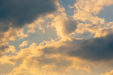 glowing clouds on evening sky. beautiful nature background