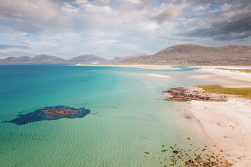View of the white beaches of Luskentyre, Isle of Harris, in the outer Hebrides, Scotland