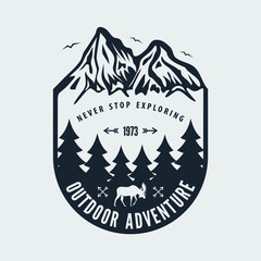 Outdoor Adventure badge design. Vintage style vector illustration