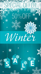 Naklejka na ściany i meble Winter sale Special offer flyer, banner,story, poster Vector illustrations