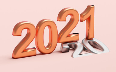 New year 2021 holiday concept. The number 2021 lies at 2020