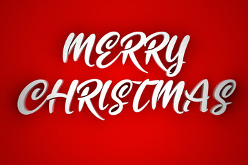 Naklejka premium Text Merry Christmas on red background