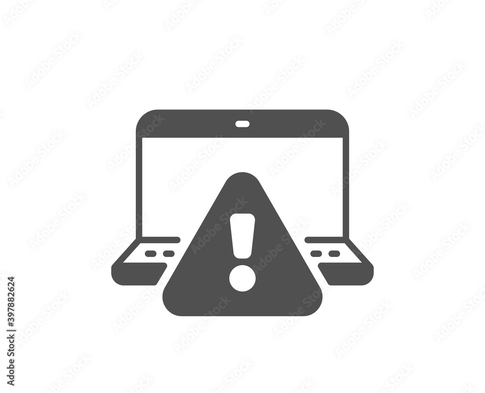 Poster online warning icon. attention triangle sign. internet caution symbol. quality design element. flat 