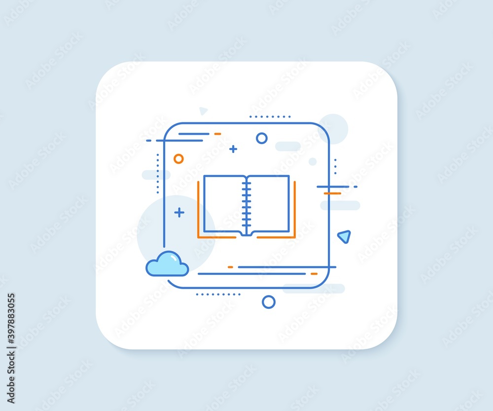 Poster book line icon. abstract square vector button. education symbol. instruction or e-learning sign. boo