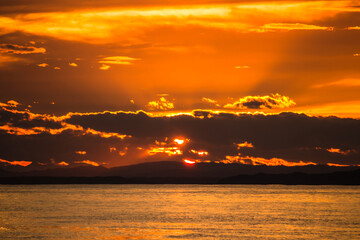 Dramatic and beautiful sunset seascape of Kushiro, Hokkaido, Japan