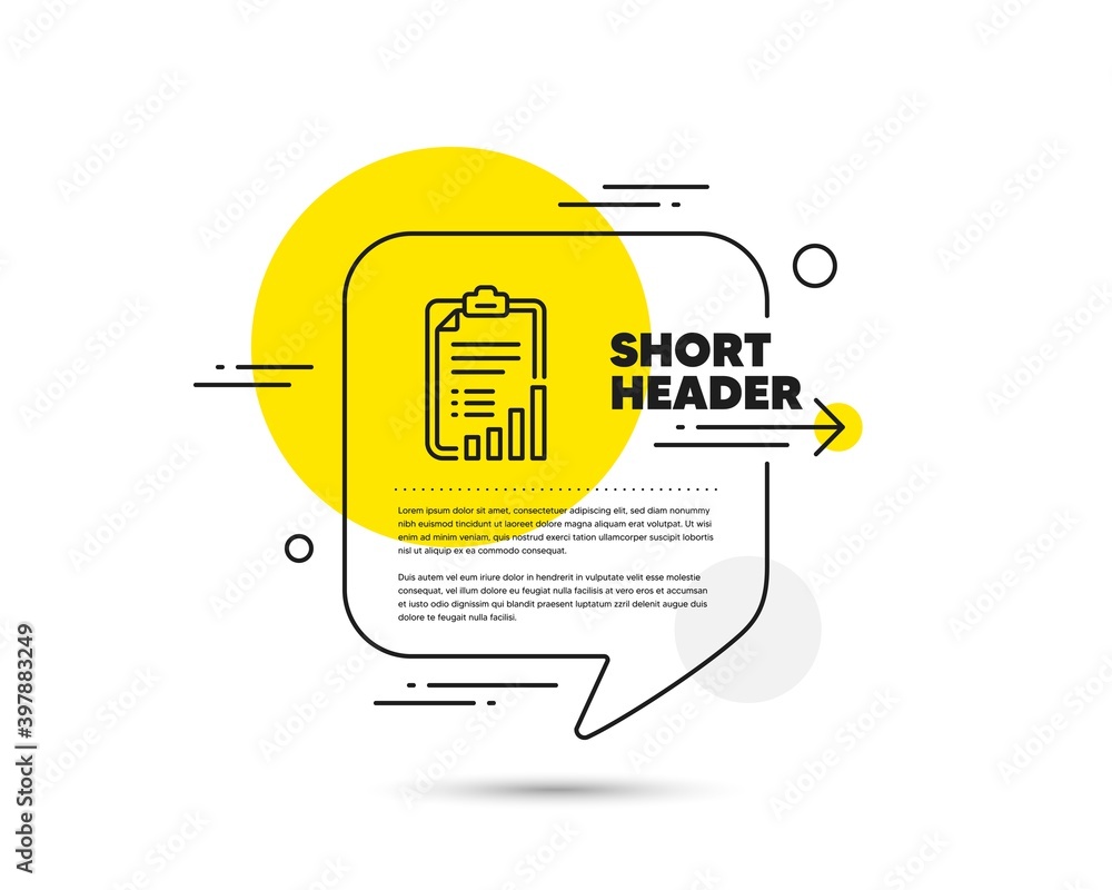 Poster checklist line icon. speech bubble vector concept. graph chart sign. growth diagram symbol. checklis