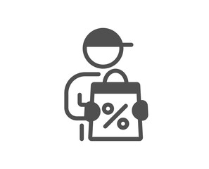 Delivery discount icon. Sale offer sign. Courier promotion symbol. Quality design element. Flat style delivery discount icon. Editable stroke. Vector