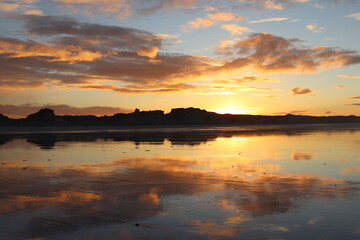 sunset over the beach, north uist, outer hebrides, scotland