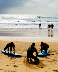 Surfing school lessons beach Portugal
