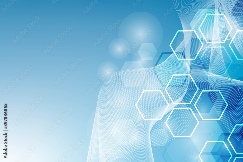 Poster modern futuristic background of the scientific hexagonal pattern. virtual abstract background with p