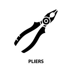 pliers symbol icon, black vector sign with editable strokes, concept illustration