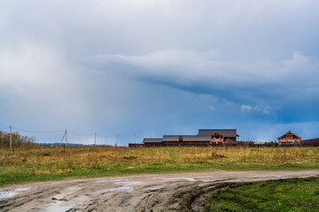 Fototapeta premium Farm field in Moscow suburbs