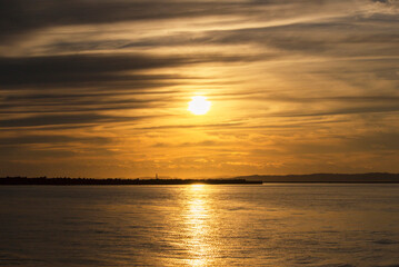 Dramatic and beautiful sunset seascape of Kushiro, Hokkaido, Japan