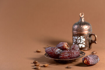 Arabian coffee traditional set and dates.