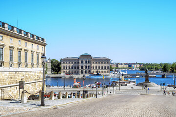 Naklejka premium View from in front of the Royal Palace over Stockholms Ström at National Museum 