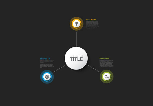 Simple Dark Infographic with three Elements