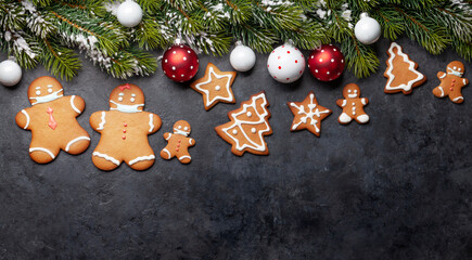 Greeting card with gingerbread cookies in face mask