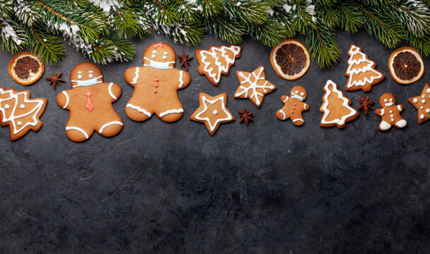 Greeting Card With Gingerbread Cookies In Face Mask