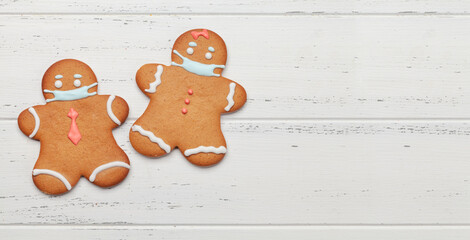 Greeting card with gingerbread cookies in face mask