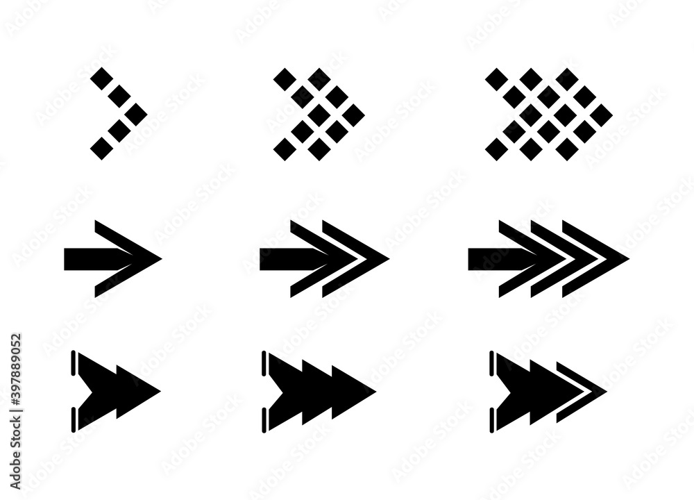 Poster set of unique arrows symbol design isolated on white background