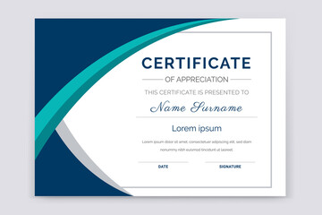 Modern and professional academic certificate of appreciation award template design