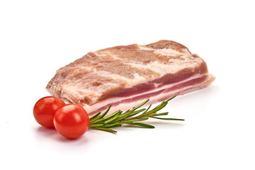 Pork brisket, bacon, isolated on white background