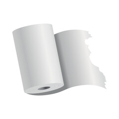 Realistic toilet paper or kitchen towel roll template mockup. Blank white 3d object. Kitchen wc whute tape paper