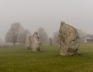 Misty morning at the Avebury standing stones.