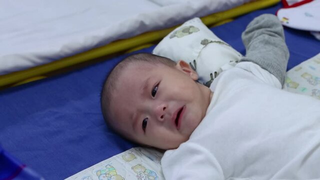 Little baby boy suffering and cry at Hospital wad