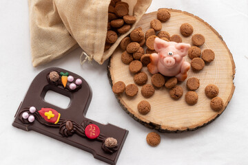 Chocolate letter P, celebrations from sint and Piet in Holland 