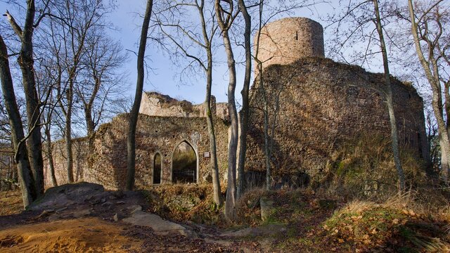 The ruins of the Valdek castle in autumn, protected landscape area of Brdy (CHKO Brdy)