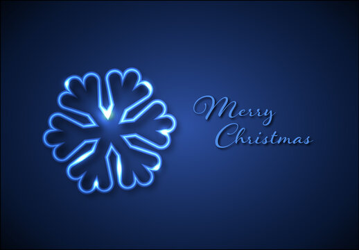Christmas Card Layout with Neon Snowflake