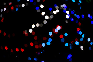 Blurred view of the lights on the Christmas tree