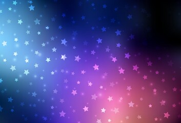 Dark Blue, Red vector pattern with christmas snowflakes, stars.