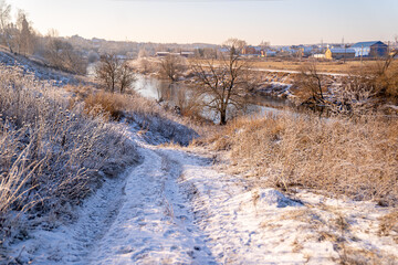frozen river in winter