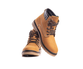 Yellow boots isolated on a white background.