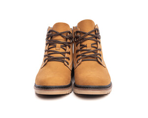 Yellow boots isolated on a white background.