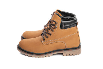 Yellow boots isolated on a white background.