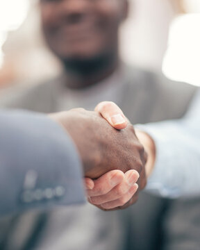 Close Up. Handshake Of Business People On A Blurry Background.