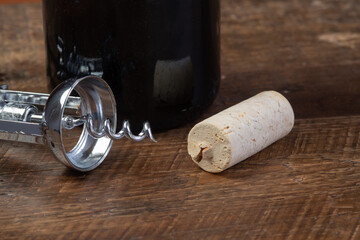 corkscrew and cork