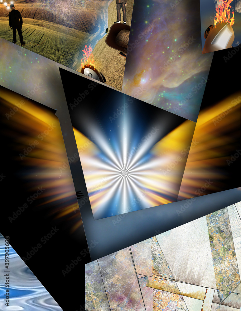 Poster final approach. spritual abstract. 3d rendering